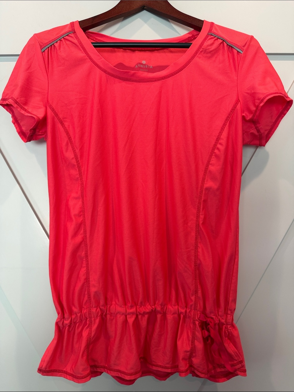 Athleta Coral Pink Short Sleeve Peplum Active Running Top